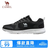 骆驼（CAMEL）网面透气跑步男鞋轻量健步运动鞋子 CSS221L0033 黑色 40