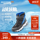 Skechers斯凯奇儿童绒绒靴雪地靴保暖男童棉鞋防寒加绒高帮女童靴660092L 男童/黑色/蓝色/BKBL 36