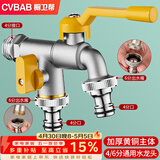 橱卫帮（CVBAB）全铜防冻户外水龙头室外一进二出双控4/6分通用洗衣机龙头CV1777
