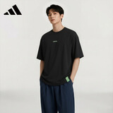 阿迪达斯（adidas）潮流运动舒适潮流套头圆领时尚夏季透气T恤短袖KC9258 黑色 L