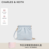 CHARLES&KEITH迷你菱格流浪包单肩斜挎双肩包包女包生日520礼物CK2-60782390 【S号】Sea Salt Blue海盐蓝 S