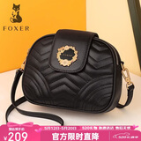 金狐狸（FOXER）牛皮女士包包女包大容量单肩包斜挎包菱格小包520情人节礼物