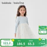 巴拉巴拉【balaOne】童装女童连衣裙网纱公主裙2026春新款蝴蝶结长袖拼接