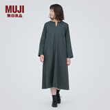MUJI女式 起毛 V领长袖连衣裙 女款长裙裙子秋冬 女装 BC2FBC3A 炭灰色 L (165/88A)