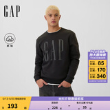 盖璞（GAP）男女装春款印花logo抓绒圆领卫衣合身上衣美版 黑色 542214 XS 美码 S亚洲码175/88A