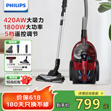 飞利浦（PHILIPS）卧式吸尘器家用 小型手持吸尘器大吸力大功率 有线吸尘器 强力除螨吸猫毛吸尘机FC9735 FC9735/81（旗舰款）