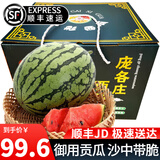 趣觅鲜庞各庄西瓜水果正宗北京大兴牛奶冰糖吊瓜新鲜迷你小西瓜薄皮礼盒 4个臻选礼盒装14-15斤