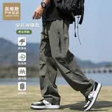 真维斯户外运动休闲裤男夏季纯色休闲长裤户外运动直筒工装裤 军绿 XL