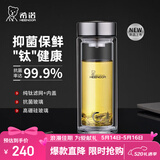 希诺（heenoor）双层玻璃杯男士办公泡茶杯送礼耐高温大容量水杯节日礼物礼盒 【升级纯钛部件】抗菌版360ml