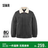 森马羽绒服男冬季复古仿皮衣薄款短夹克撞色拼接外套107824113109