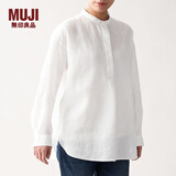 MUJI MUJI 女式 法国亚麻水洗 束腰长上衣 长袖 BCJ02C0S 白色 XS-S