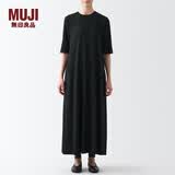 MUJI MUJI 女式 双罗纹编织 五分袖连衣裙 BBP32A2A 裙子 黑色 M
