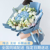 馨仪毕业季鲜花速递玫瑰向日葵康乃馨花束送女友生日礼物全国同城配送 11朵白玫瑰蓝绣球混搭花束