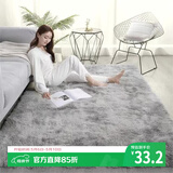 梦蜓长绒丝毛客厅地毯茶几卧室飘窗床边毯垫  简约银灰 70*160cm