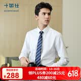 十如仕衬衫男长袖高端白衬衣纯棉高纱支免烫抗皱商务休闲正装  301 白色修身版 均码 38/79【165/88A】