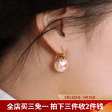伊黛儿高级感耳环女王妃款小众仿大珍珠耳饰钉耳坠扣2026年新款潮 E0628金色_香槟金耳环
