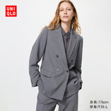 优衣库女装双排扣茄克/外套通勤商务西装夹克早春481603 484252 481603/05天灰色 S