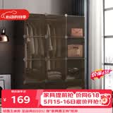 安尔雅衣柜简易组装双人衣橱简约出租房组合塑料收纳储物柜卧室单人衣柜