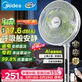 美的（Midea）【幸运草安睡1S】一级能效直流变频声控电风扇家用遥控卧室静音落地扇台式桌面抗菌大风力转页扇