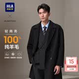 海澜之家（HLA）大衣男款轻商务经典平驳领纯羊毛外套男冬季 黑色08 L 175/92A 推荐137~150斤