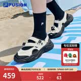 斐乐（FILA）FUSION斐乐玛丽珍凉鞋女鞋凉拖魔术贴海螺沙滩鞋 微白/黑-WB 37.5