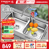 欧琳（OULIN）厨房水槽双槽洗菜盆双槽0涂层SUS304不锈钢加厚洗碗槽左右任选