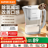 苏泊尔（SUPOR）净水器家用滤水壶自来水家用过滤器多重精滤滤芯寿命提醒一芯四芯六芯可替换滤芯净水壶 J-UF01 【白色款】一机一芯 净水壶