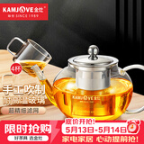 金灶（KAMJOVE） 玻璃泡茶壶耐高温304不锈钢过滤花茶壶飘逸杯煮茶壶简约式茶艺壶 A-08【800mL】搭配玻璃茶杯4个