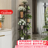索尔诺多层折叠落地式铁艺花架 室内阳台客厅庭院展示架简约多肉架 铜金花h919（9盆升级版）