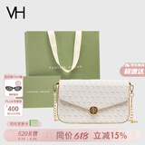 VANESSA HOGAN VH女包山茶花信封包轻奢老花链条包单肩斜挎包生日520礼物送女友 奶茶色+绿野仙踪礼袋