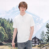 gxgjeans男装半拉链宽松华夫格休闲短袖t恤男26夏新品 白色 M (170)