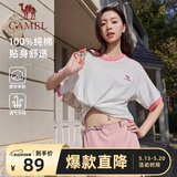 骆驼（CAMEL）迪丽热巴同款纯柔棉T神宽松男女短袖t恤 C35BAXLN056A 樱桃粉 S