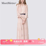 MeetMetro玛依尔法式仙女连衣裙女2026春新款高端气质纯欲风裙子礼服长裙 藕粉 L