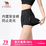 骆驼（CAMEL）防走光瑜伽短裤女高腰健身跑步三分裤 Y23BA4L0029D 幻影黑 L