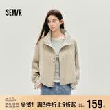 森马（Semir）外套女秋季花苞拼接格子宽松立领2025风文艺通勤夹克10A525108004