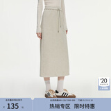 范思蓝恩半拉领廓形落肩加绒加厚重磅卫衣女冬季2024新款14491 燕麦灰半身裙 XS