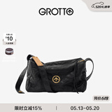 GROTTO个乐黑石包经典大容量植鞣绵羊皮单肩斜挎通勤软包男女款礼物 黑石L（金标）