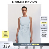 UR春季新款女摩登气质褶皱收腰显瘦无袖连衣裙UYY750030 淡蓝 XS