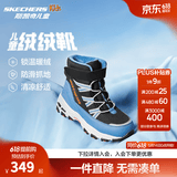 Skechers斯凯奇儿童绒绒靴雪地靴保暖男童棉鞋防寒加绒高帮女童靴660092L 男童/黑色/浅蓝色/BKLB 36