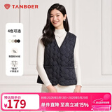坦博尔轻薄羽绒马甲女中老年开衫内恤背心TD236012 黑色 L (170)