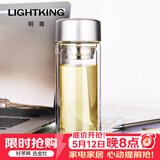 明尊（LIGHTKING）双层耐热玻璃杯 便携带盖杯子男士车载水杯办公室泡茶杯过滤水杯 龙图案【250ml】