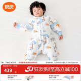 良良（liangliang）婴儿睡袋夏季空调房防踢被宝宝纯棉可拆袖儿童睡袋 雨林蓝·春秋款【适合20-25℃】 S（建议身高60-75cm）