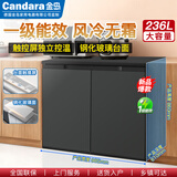 CANDARA德国 236L 卧式嵌入式冰箱双开门风冷无霜变频橱下台面橱柜家用客厅超薄节能冷柜 236升灰 风冷无霜顶部控温【压缩机质保3年】