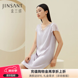 金三塔重磅真丝睡衣女100%桑蚕丝优雅减龄真丝睡裙丝绸家居服情人节礼物 樱花紫 L