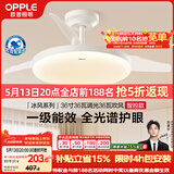 欧普照明（OPPLE）风扇灯护眼全光谱智控LEDRa95餐厅护眼卧室灯36寸 冰风白