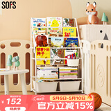 SOFS儿童书架绘本架简易落地宝宝小书柜铁艺幼儿置物架书本玩具收纳架 L码 (4+2)层 2盒