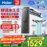 海尔（Haier）净水器鲜活水pro+瞬时1400G6年反渗透RO膜抑菌滤芯触控龙头双出水厨房专用台下母婴直饮净水机R883