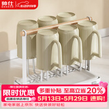 帅仕（shuaishi）沥水杯架子置物架玻璃杯架倒挂茶杯红酒杯架家用杯子架托盘白色