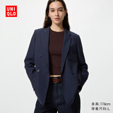 优衣库女装双排扣茄克/外套通勤商务西装夹克早春481603 484252 484252/69藏青色 L