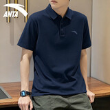 安踏POLO衫短袖男t恤夏季款休闲运动高端服新款男士冰丝速干跑步男装 7114-8深夜蓝（冰丝速干/三纽扣） L (175) 适合120-140斤